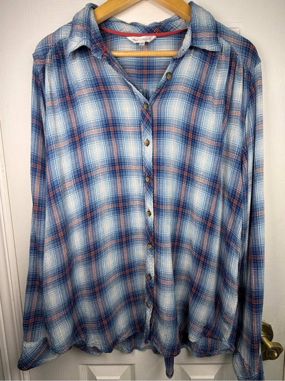 Northern Reflections Blue Red Navy Plaid Shirt XL Rustic Cottagecore Cabincore
